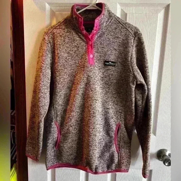 Simply Southern Women’s 1/4 Snap Pullover Size Large Pink Pockets Fleece - Picture 1 of 4